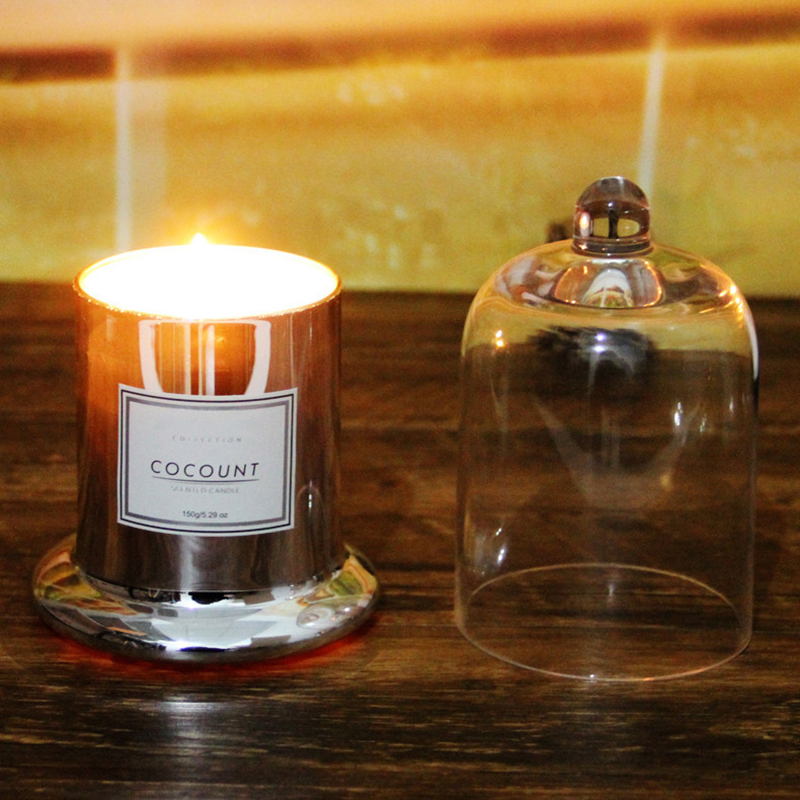 China Candle supplier Wholesale private label luxury scented glass candle with glass cloche